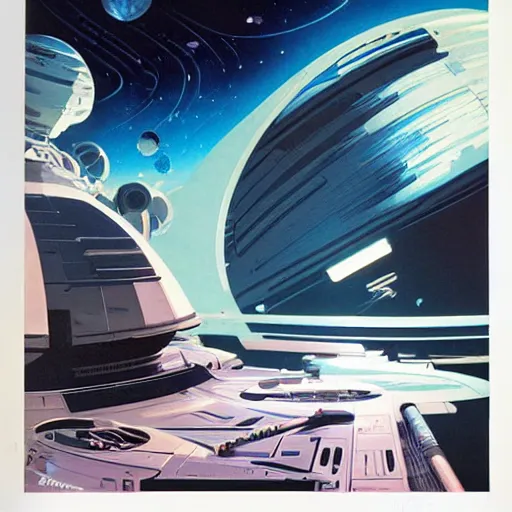 Image similar to alien planet in space by syd mead