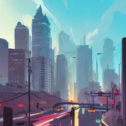 Image similar to painting cityscape smooth median photoshop filter cutout vector, behance hd by jesper ejsing, by rhads, makoto shinkai and lois van baarle, ilya kuvshinov, rossdraws global illumination