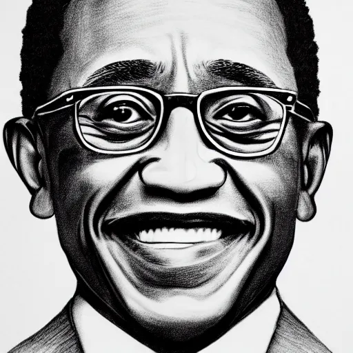 Prompt: black and white pencil sketch of gustavo fring smiling