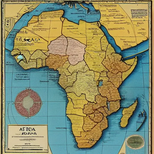 Prompt: early exploratory map of Africa