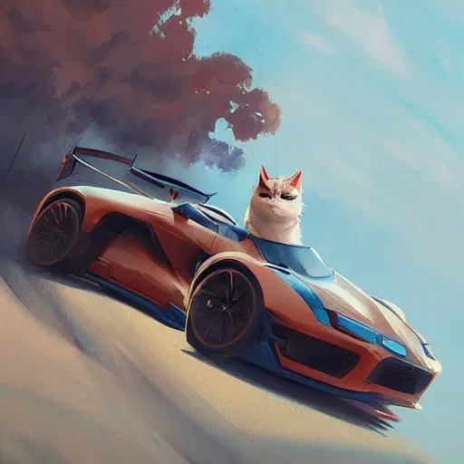 Image similar to 🏎️🐈 ,Greg rutkowski, Trending artstation, cinematográfica, digital Art