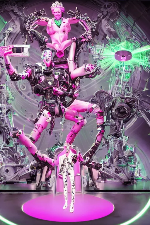 Image similar to full-body rococo and cyberpunk style neon statue of a muscular attractive Nick Jonas macho dotado e rico android sim roupa reclining con las piernas abertas e la piroca dura, glowing white laser eyes, prince crown of pink gears, diamonds, swirling silver-colored silk fabric. futuristic elements. full-length view. space robots. human skulls. intricate artwork by caravaggio. Trending on artstation, octane render, cinematic lighting from the right, hyper realism, octane render, 8k, depth of field, 3D