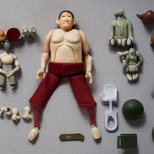 Image similar to product photography of a claymation action figure asian asian!! marc zuckerberg, depth of field, zeiss lens, detailed, centered, by erwin olaf, joop geesink, wes anderson, breathtaking, 8 k resolution, extremely detailed, beautiful, establishing shot, realistic materials, hyperrealistic