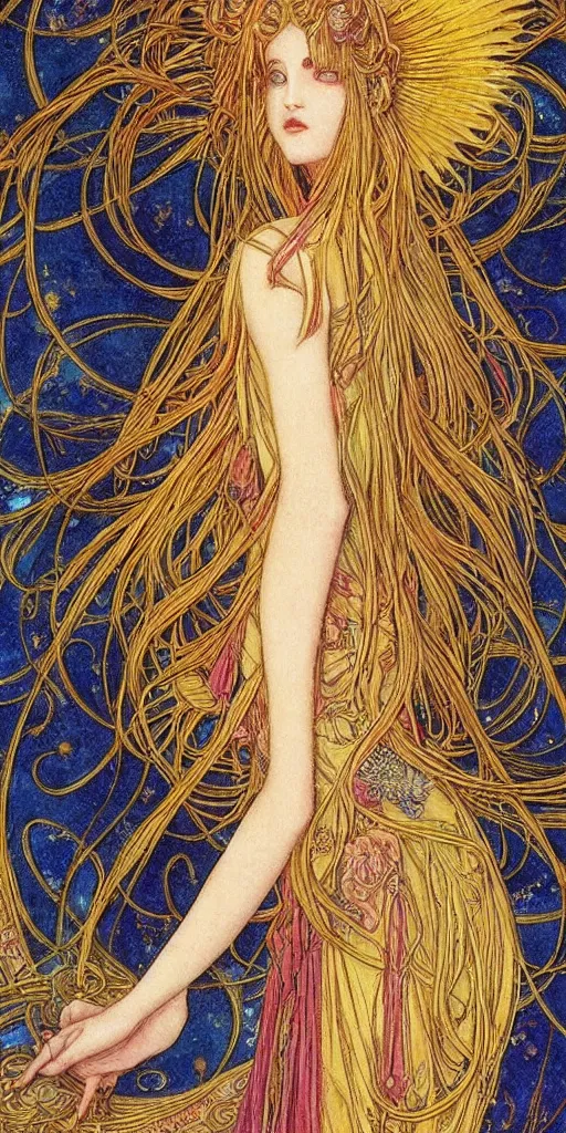 Image similar to intricately beautiful designed clow cards, high detail, painting, by CLAMP, in the style of Carlos Shwabe