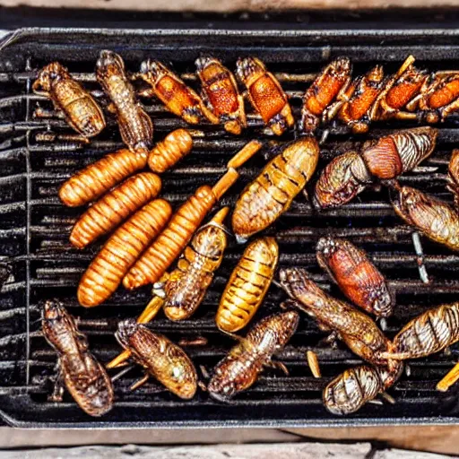 Prompt: a barbecue of insects