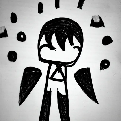 Prompt: kiddy drawing, minimalistic, drawn personage in style of gabo mendoza