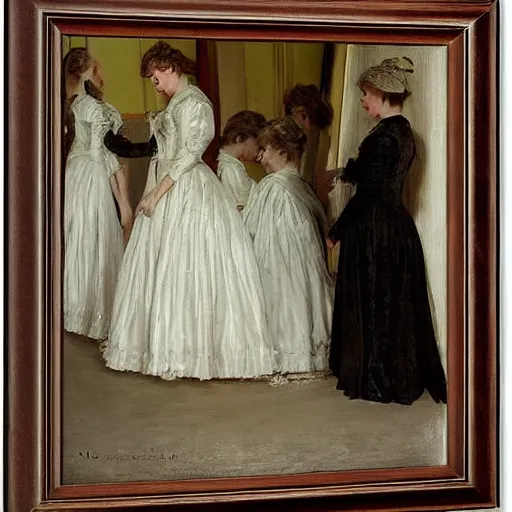 Image similar to dressing room by alfred stevens