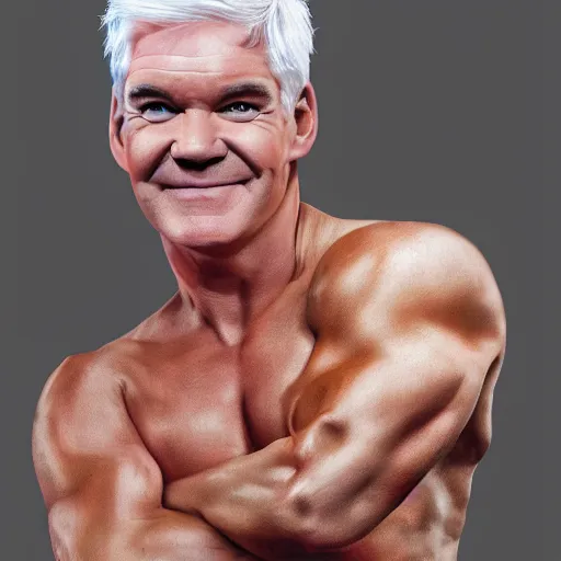 Prompt: Philip schofield with the physique of a body builder, photorealistic, highly detailed, 4k, digital painting,