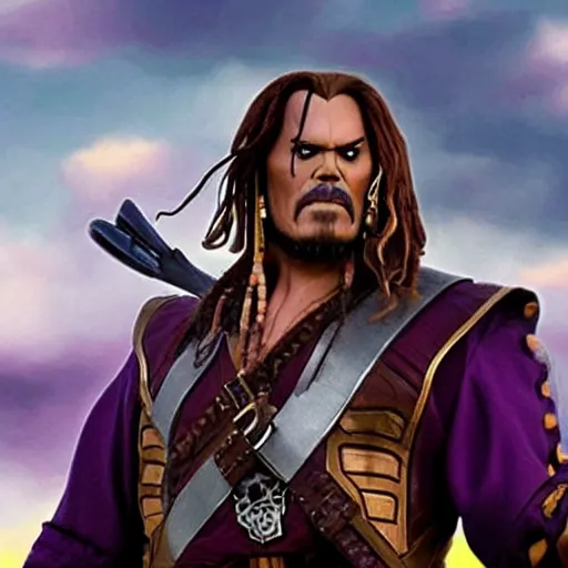 Image similar to thanos as jack sparrow, highly detailed