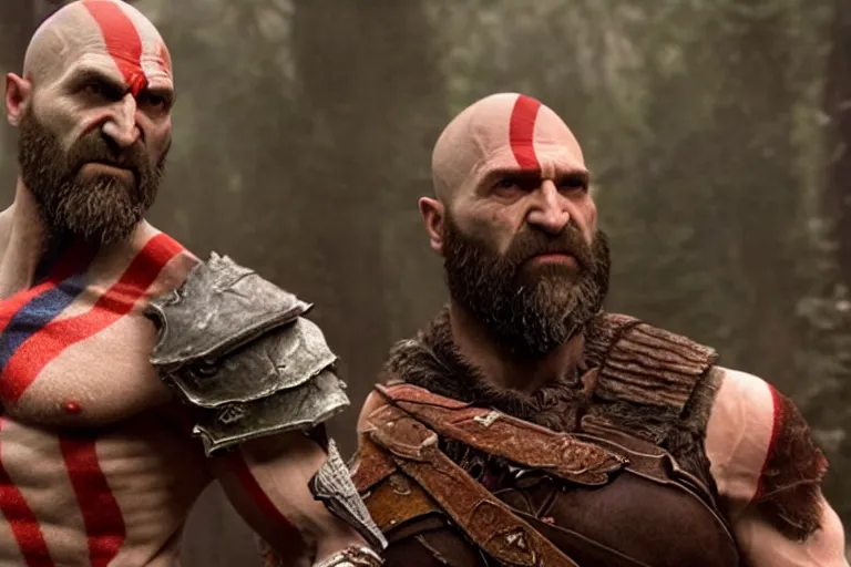 Image similar to vfx movie live action god of war closeup by emmanuel lubezki