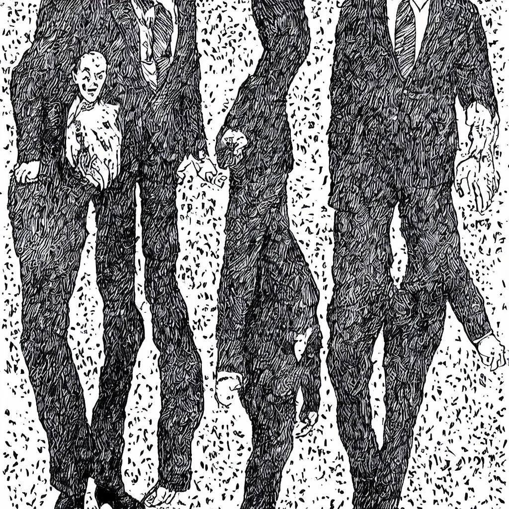 Image similar to Joe Biden full body portrait, body horror, black and white Illustration by Junji Ito