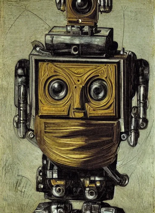 Image similar to a portrait of a robot by Tintoretto