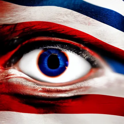 Prompt: american flag eyes, 8 k, high definition, highly detailed, photo - realistic