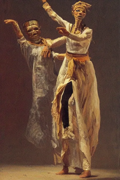 Prompt: a mummy dances by emmanuel guibert