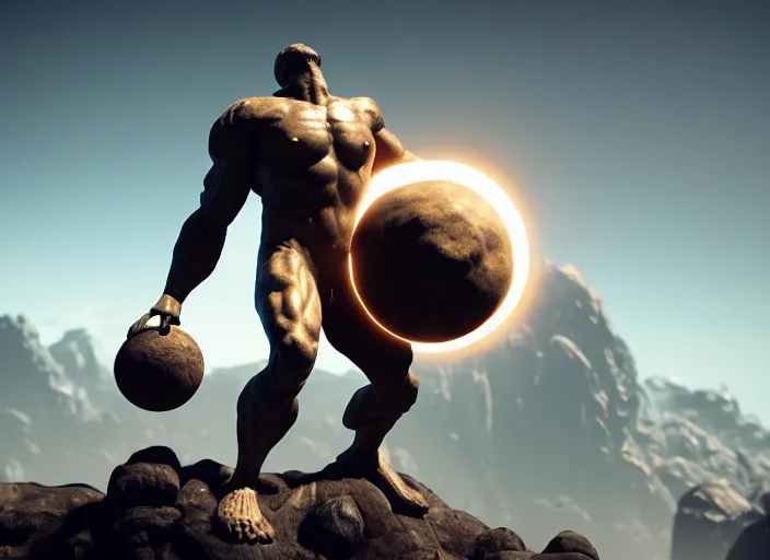 strongest man in the world lifts the world like atlas, Stable Diffusion