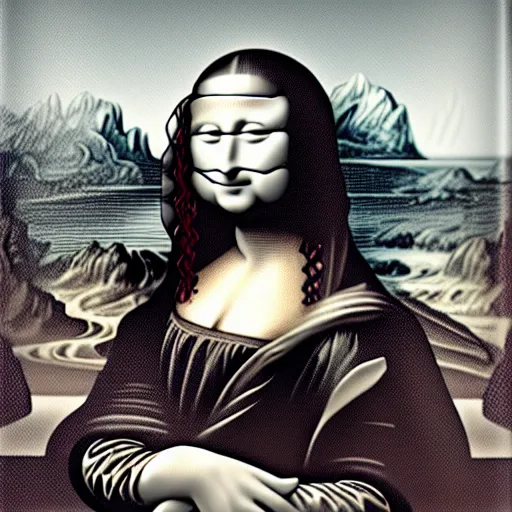 Prompt: child drawing of mona lisa.