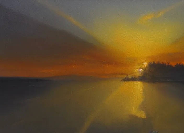 Image similar to golden rays, oil painting