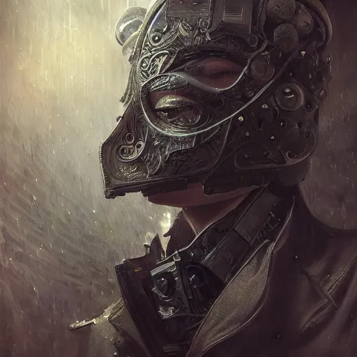 Image similar to Very very very very highly detailed epic central composition studio photography of face with venetian mask, intricate, dystopian, sci-fi, extremely detailed, digital painting, artstation, concept art, smooth, sharp focus, illustration, intimidating lighting, incredible art by Anna Dittmann and Jesper Ejsing and Anton Pieck