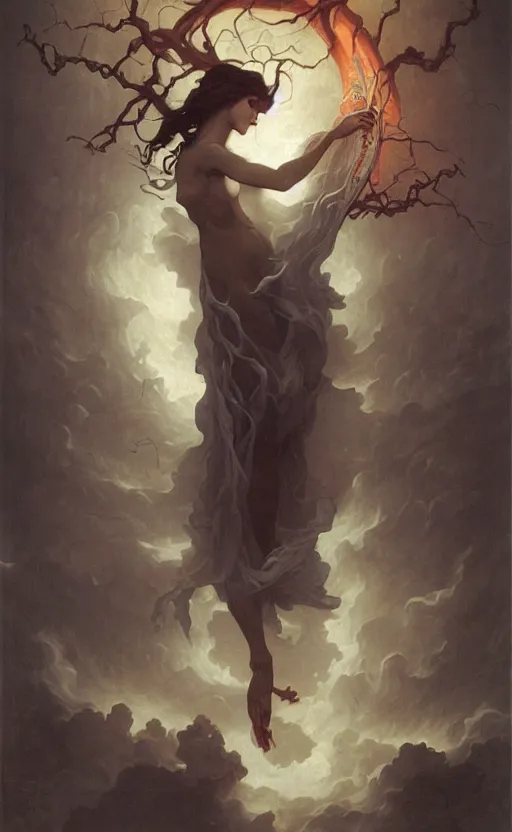 Image similar to storm ghost wizard, bouguereau, mohrbacher