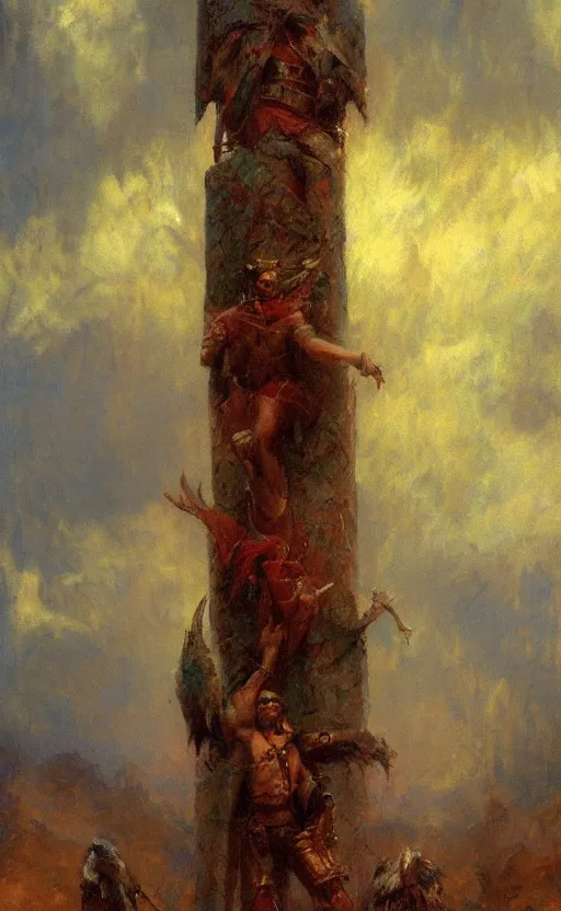 Prompt: Herobrine Totem,painting by Gaston Bussiere, Craig Mullins