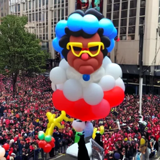 Prompt: steve brule balloon at the macy's day parade