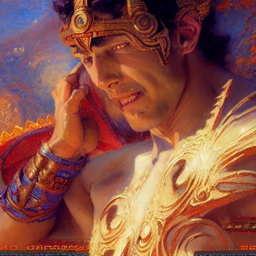 Image similar to stunning male god making akashic records, highly detailed painting by gaston bussiere, craig mullins, j. c. leyendecker, 8 k