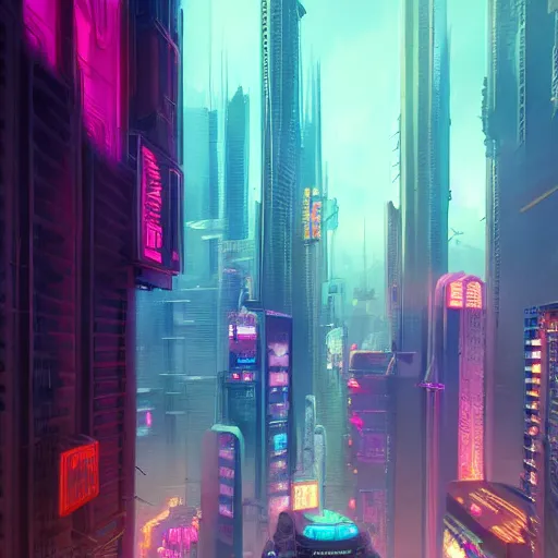 Prompt: cyberpunk city in the clouds, neon signage. detailed, by jim burns, darek zabrocki, trending on artstation.