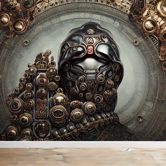 Prompt: symmetric frame of dr doom from Prometheus movie by beksinski, cyborg dr doom in ornate armour, by guo pei and alexander mcqueen metal couture editorial, eldritch epic monumental wallpaper by beksinski by Yuko Shimizu