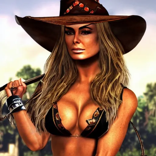 Image similar to carmen electra, cowgirl, red dead redemption