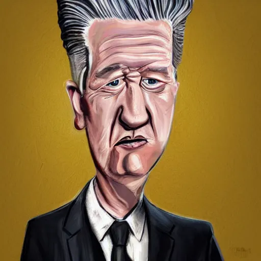 Image similar to caricature of david lynch, style of archille superbi