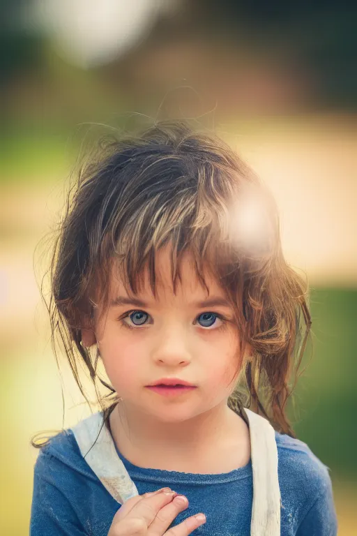 Image similar to beautiful little girl, 3 5 mm, dof, bokeh, dramatic lightind, 1 x, 5 0 0 px, centered