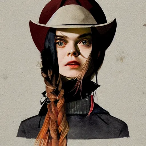 Prompt: Elle Fanning as a western outlaw picture by Sachin Teng, asymmetrical, dark vibes, Realistic Painting , Organic painting, Matte Painting, geometric shapes, hard edges, graffiti, street art:2 by Sachin Teng:4