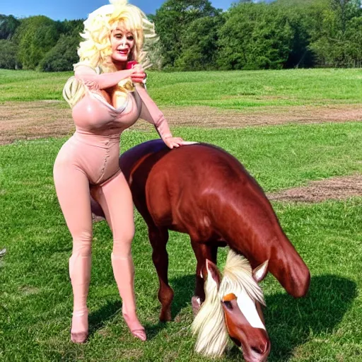 Prompt: a centaur with the head of Dolly Parton