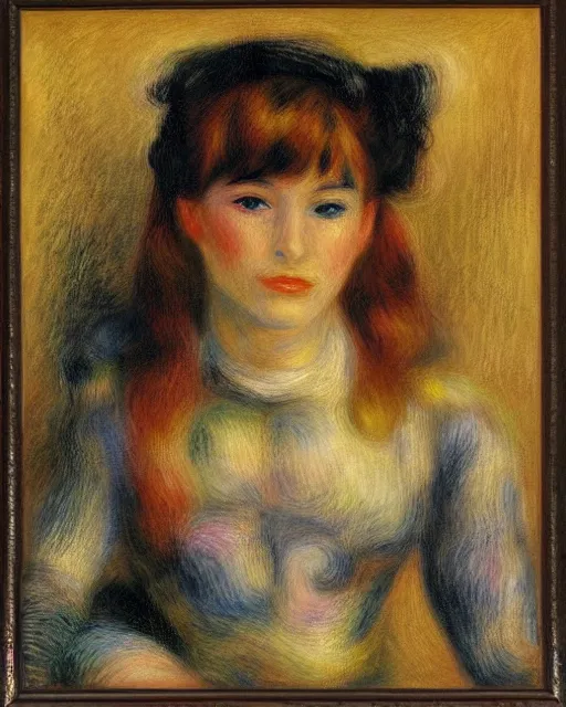 Prompt: portrait of young female robot, in the style of Pierre-Auguste Renoir