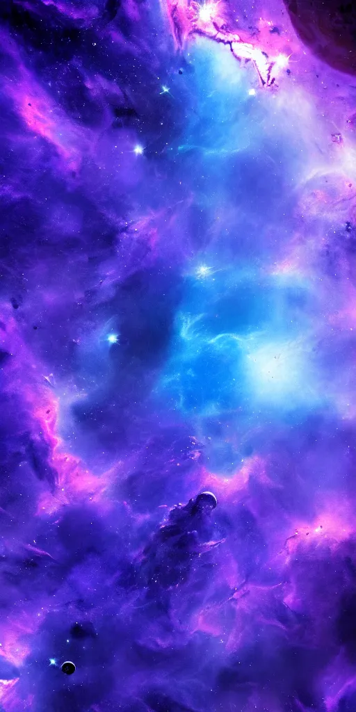 Image similar to blue and purple nebula, digital sci - fi art, highly detailed, intricate details, space background