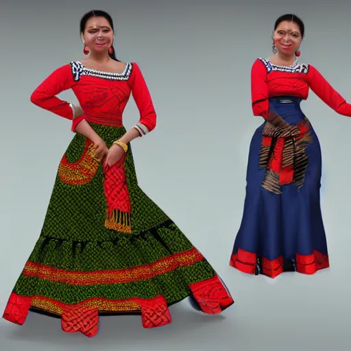 Prompt: strapless bihu mekhela top, latest fashion style dress costume 3 6 0 degree view + concept art