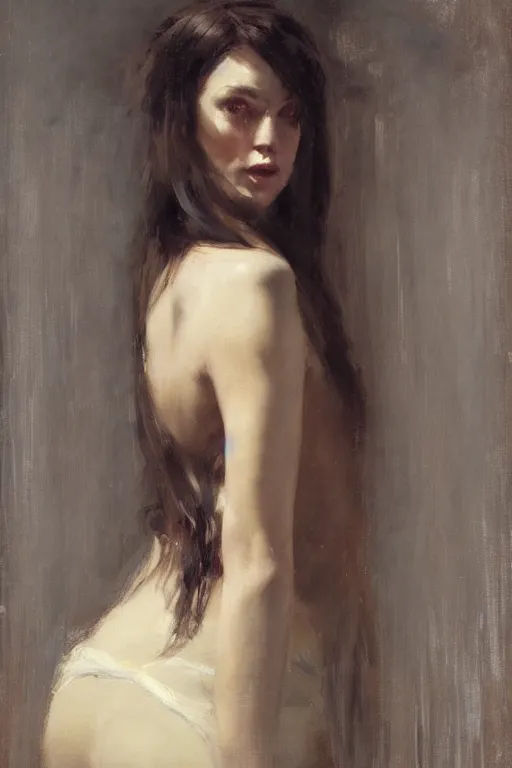 Prompt: Richard Schmid and Jeremy Lipking and Roberto Ferri full length portrait painting of a young beautiful priestess woman