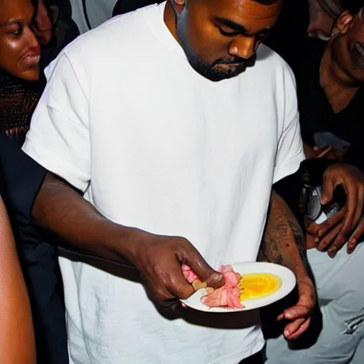 Image similar to Kanye West eating cebiche