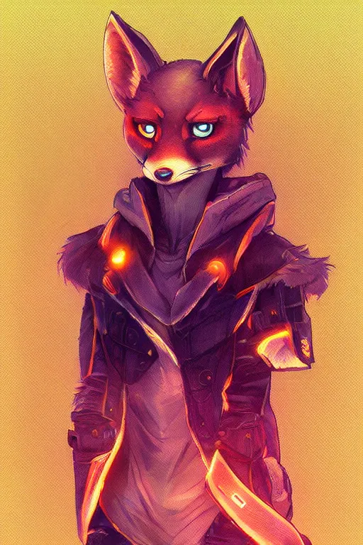 Image similar to a fox fursona, trending on artstation, by kawacy, furry art, digital art, cyberpunk, high quality, backlighting