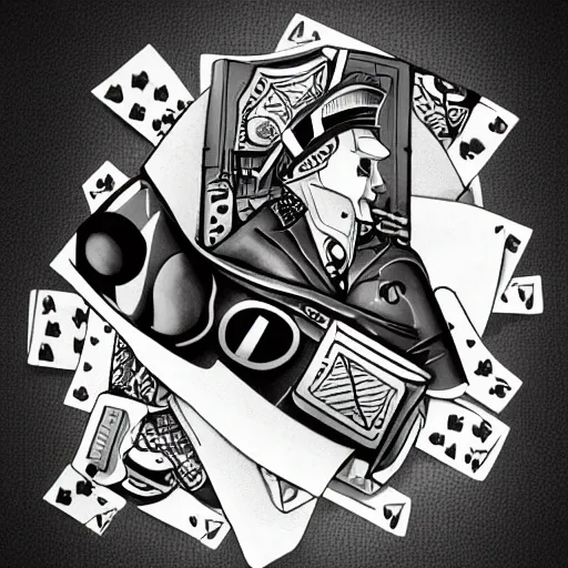Prompt: humanoid discord logo gambling, drinking alcohol and smoking in New York City, decade 20s, old film, digital fantasy art, trending in deviantart, hyperdetailed, high quality, cinematic