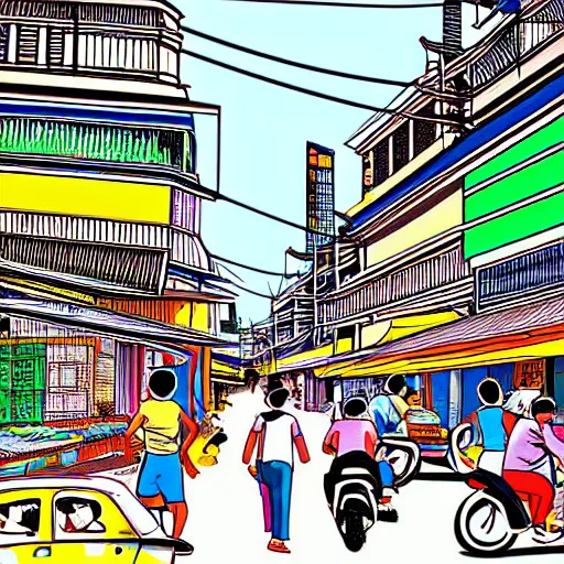 Image similar to a bangkok street background illustrated by albito mielgo - w 1 0 2 4