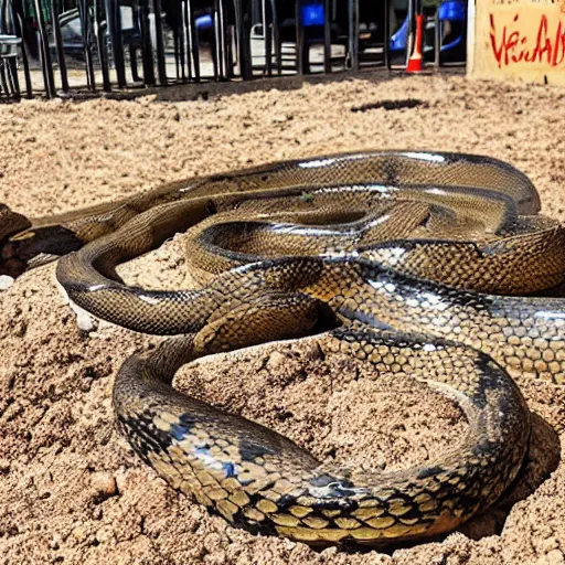 Image similar to pit of venomous snakes next to children's playground