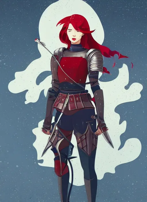 Image similar to a young woman in full plate armor with beautiful hair and red lips stages in a dramatic pose. she is a knight. clean cel shaded vector art. shutterstock. behance hd by lois van baarle, artgerm, helen huang, by makoto shinkai and ilya kuvshinov, rossdraws, illustration, art by ilya kuvshinov