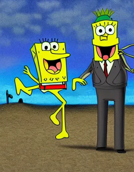 Prompt: Surreal meme with Spongebob