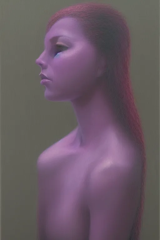 Image similar to Portrait of Amy Rose, abstract purple lighting, intricate, elegant, somber, highly detailed, oil painting, smooth, sharp focus, illustration, art by zdislav beksinski