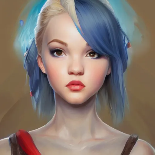 Prompt: alisa gray and dove cameron combined as kidd from chrono cross, fantasy, portrait, highly detailed, waist up, low camera angle, digital painting, trending on artstation, concept art, sharp focus, illustration, art by artgerm and greg rutkowski and magali villeneuve