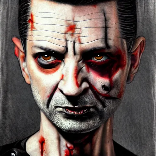 Image similar to dave gahan as a zombie looking off to the side, zombie with white eyes, 7 days to die zombie, fine art, award winning, intricate, elegant, sharp focus, cinematic lighting, highly detailed, digital painting, 8 k concept art, art by z. w. gu and alex konstad and brom and michael hussar, masterpiece, 8 k