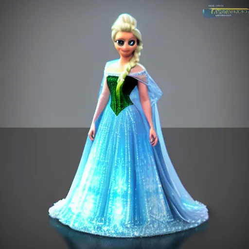 Prompt: minion as Princess Elsa from Frozen Disney, 3d ray tracing, HD, rendered, highly detailed model