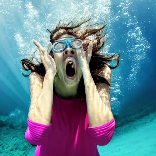 Image similar to Woman screaming underwater