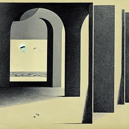 Image similar to a tear from an eye. a parade of disconnected images : obscure corners of nameless interiors, astronomical diagrams projecting the distances between celestial bodies, a painting by giorgio de chirico, a list of unpopular anagrams.